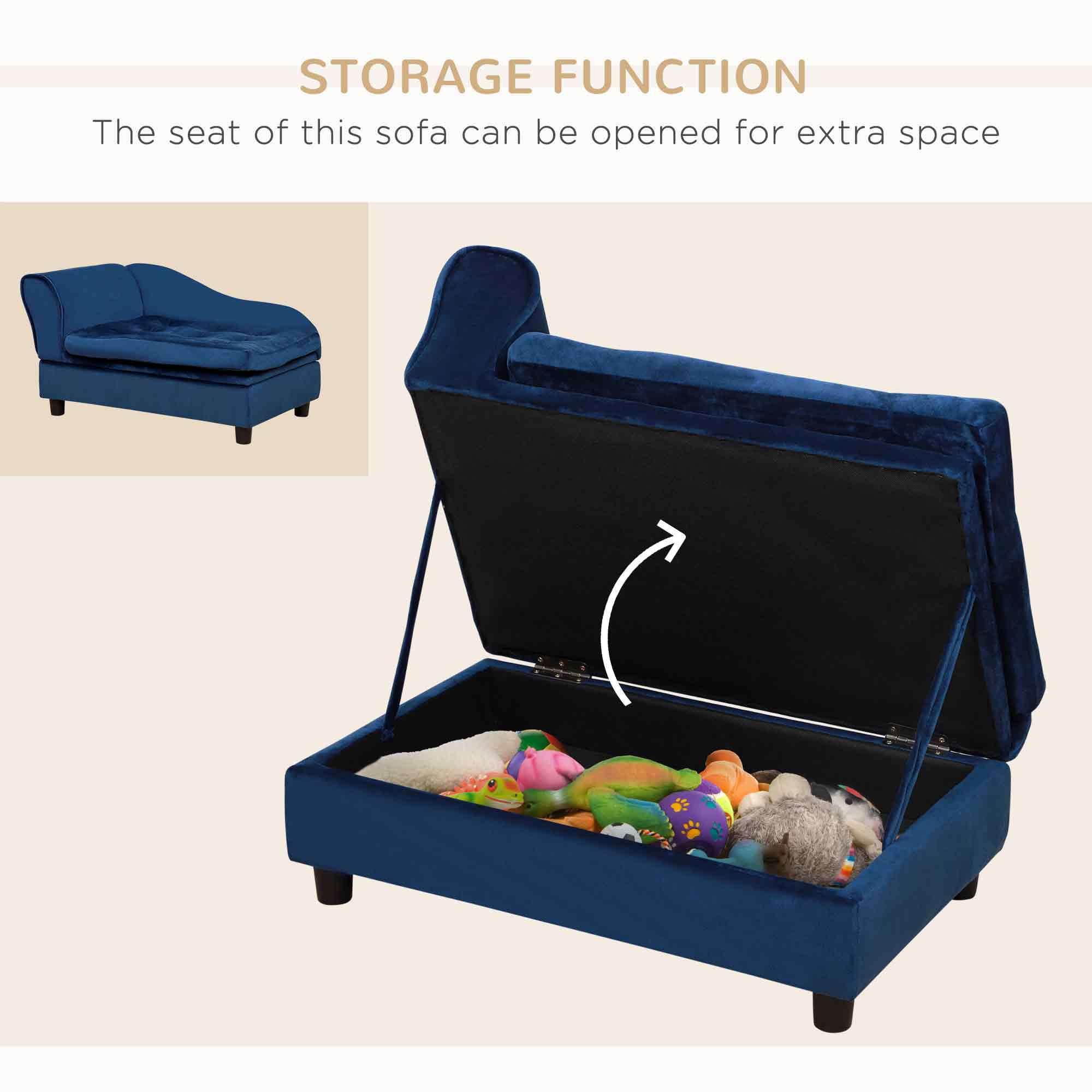 PawHut Luxury Fancy Dog Bed for Small Dogs with Hidden Storage - Image 10