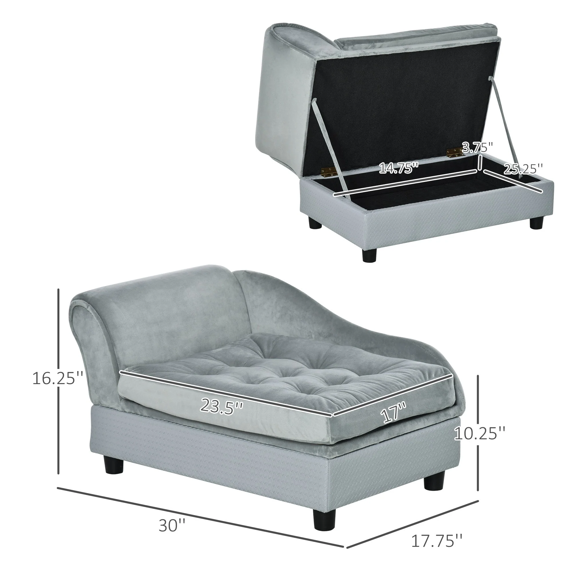 PawHut Luxury Fancy Dog Bed for Small Dogs with Hidden Storage - Image 3