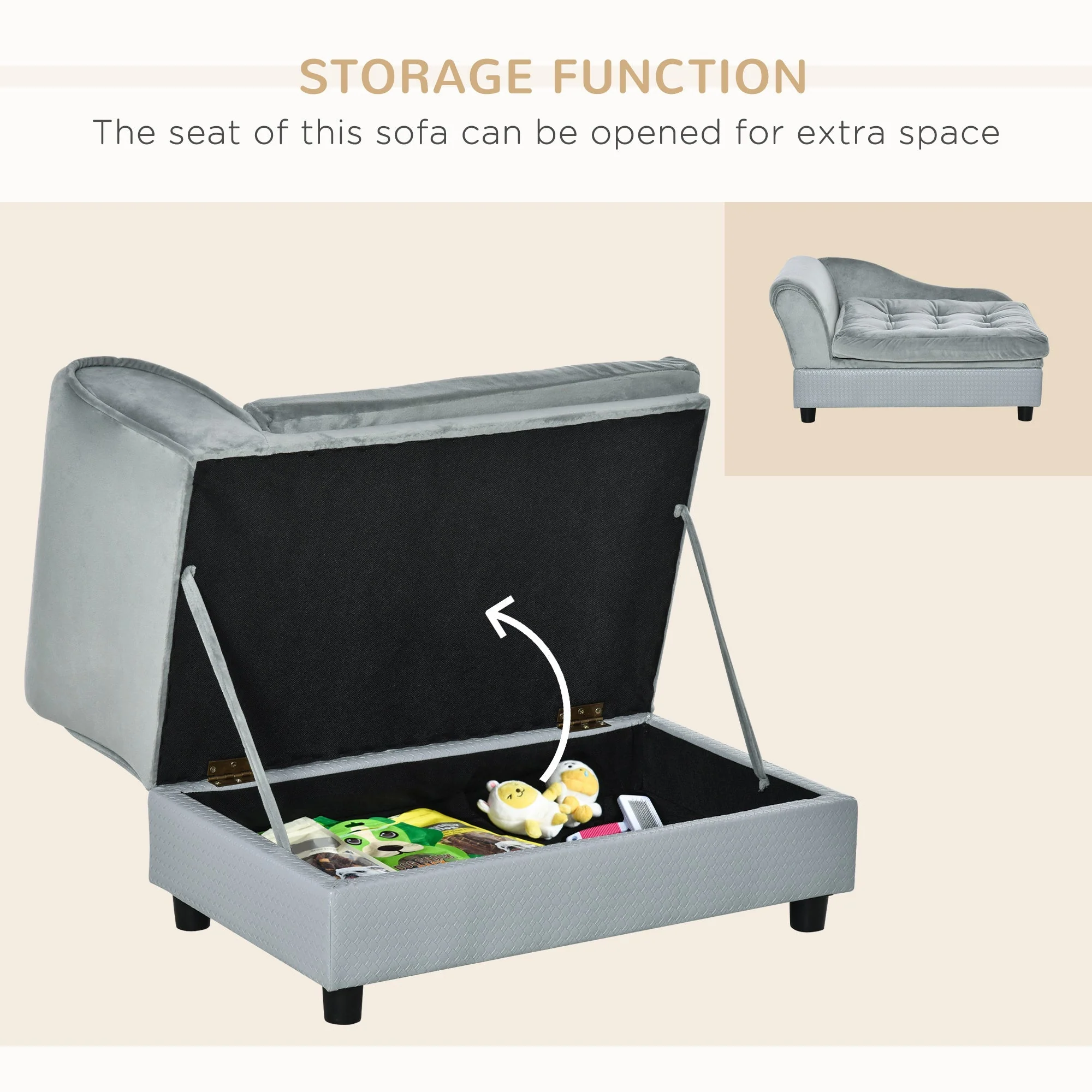 PawHut Luxury Fancy Dog Bed for Small Dogs with Hidden Storage - Image 5