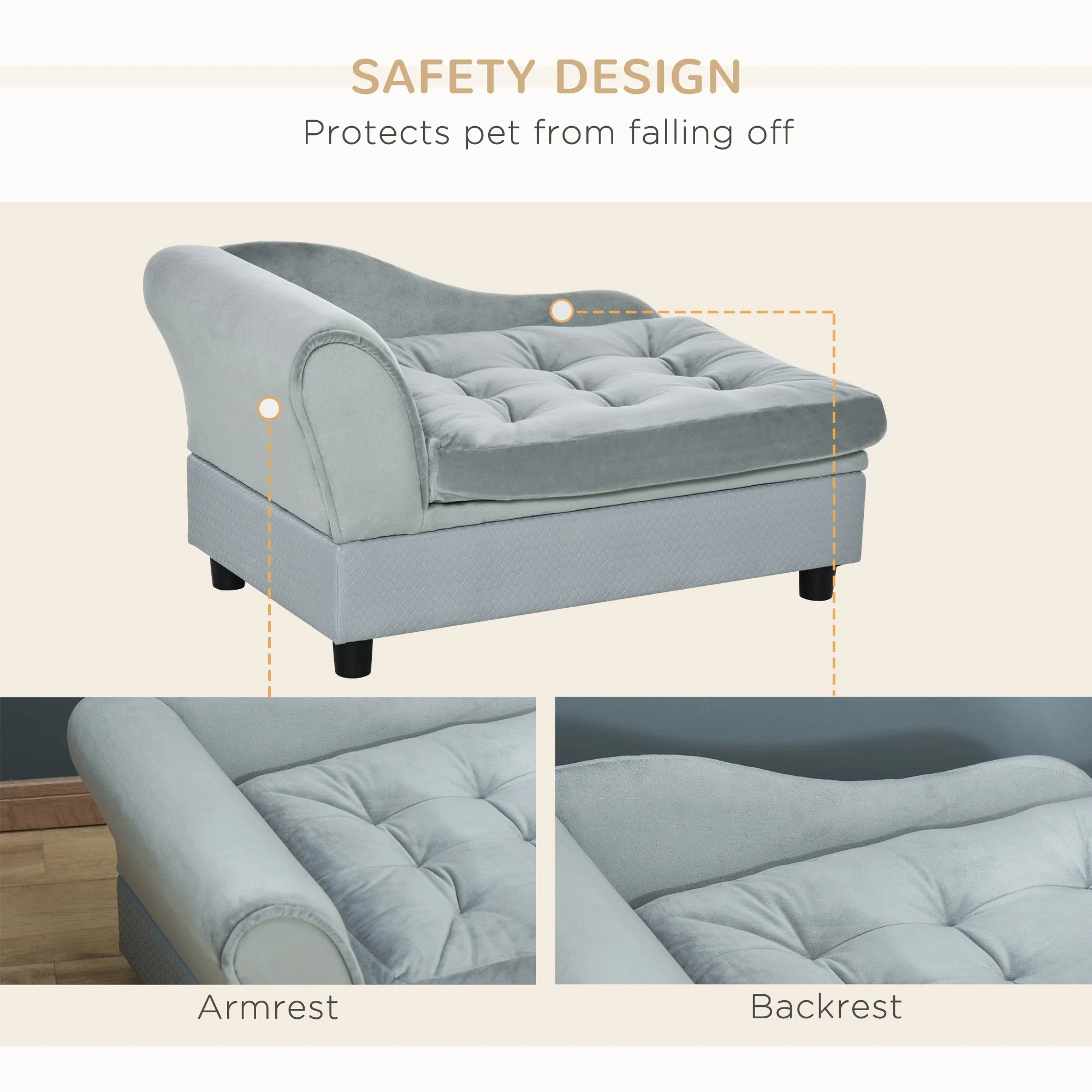 PawHut Luxury Fancy Dog Bed for Small Dogs with Hidden Storage - Image 6