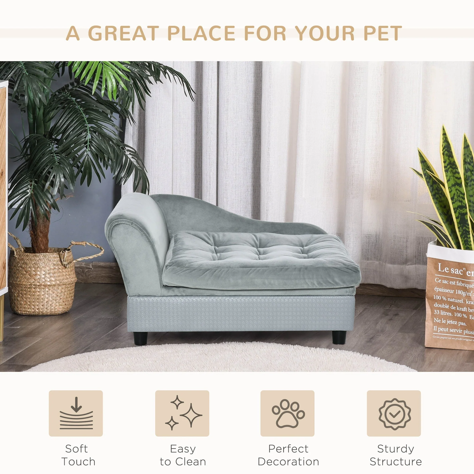 PawHut Luxury Fancy Dog Bed for Small Dogs with Hidden Storage - Image 8