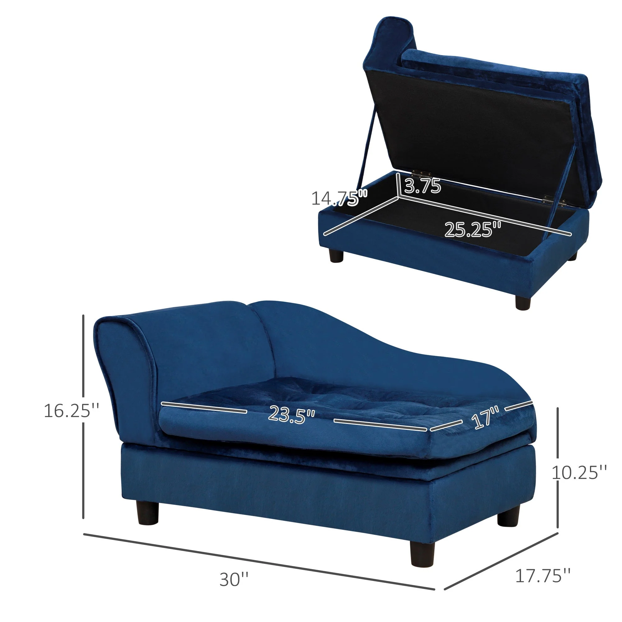 PawHut Luxury Fancy Dog Bed for Small Dogs with Hidden Storage - Image 3