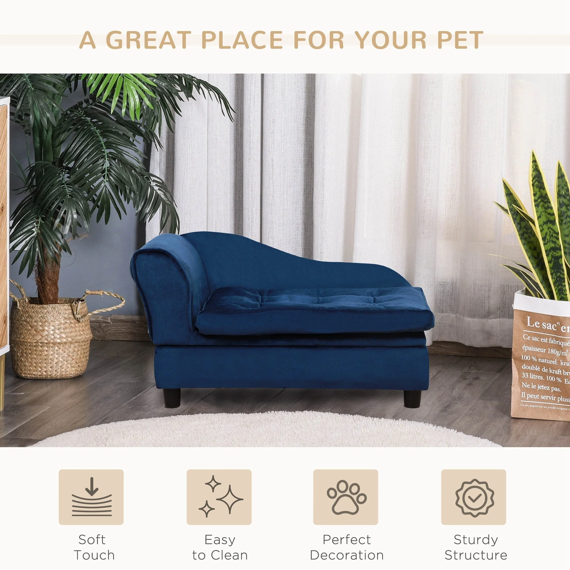 PawHut Luxury Fancy Dog Bed for Small Dogs with Hidden Storage - Image 7