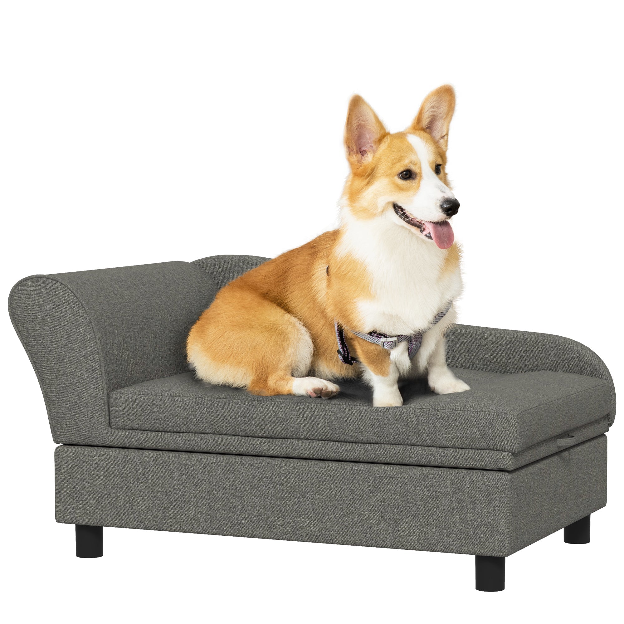PawHut Pet Sofa Dog Couch Gray - Image 2