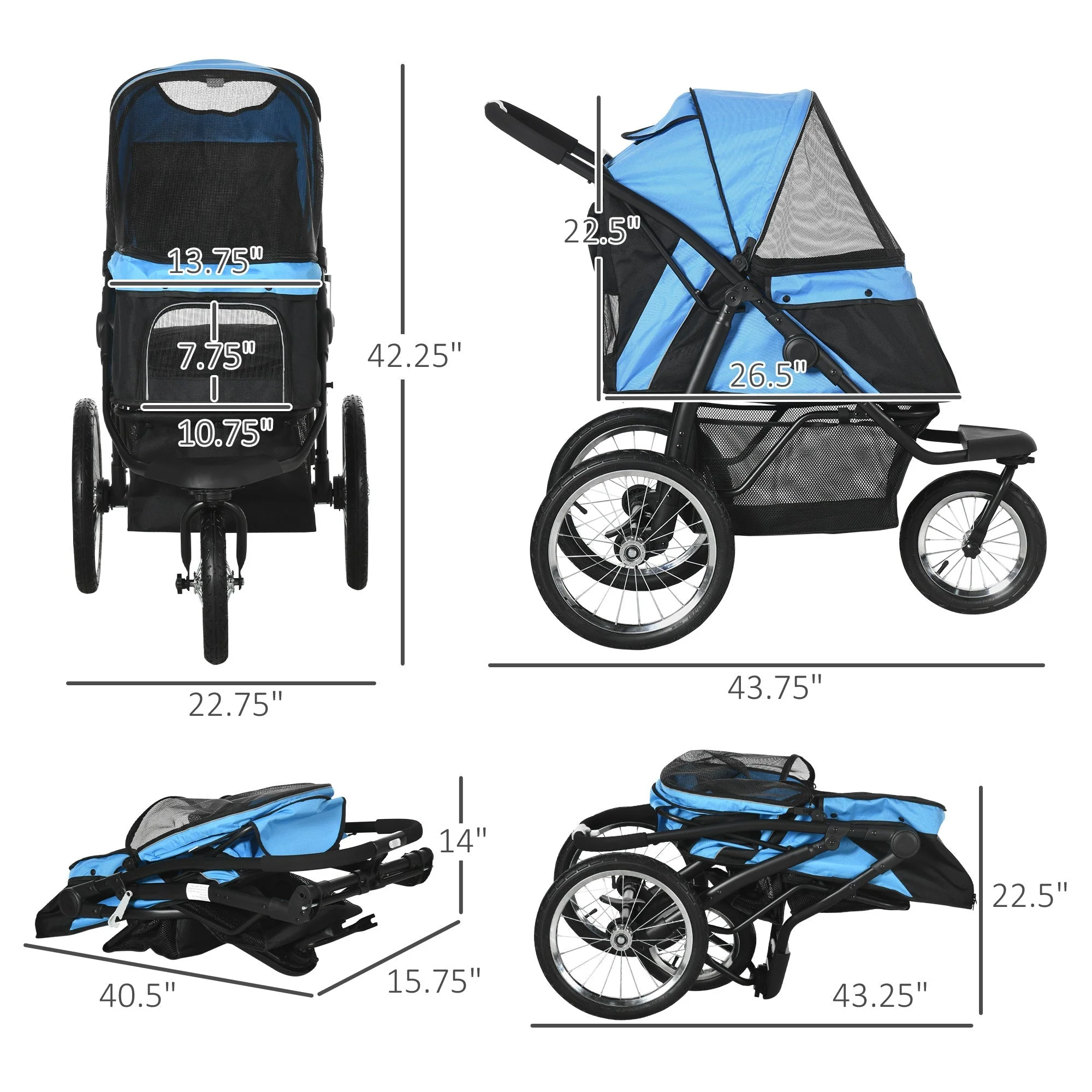 PawHut Pet Stroller for Small and Medium Dogs - Image 3