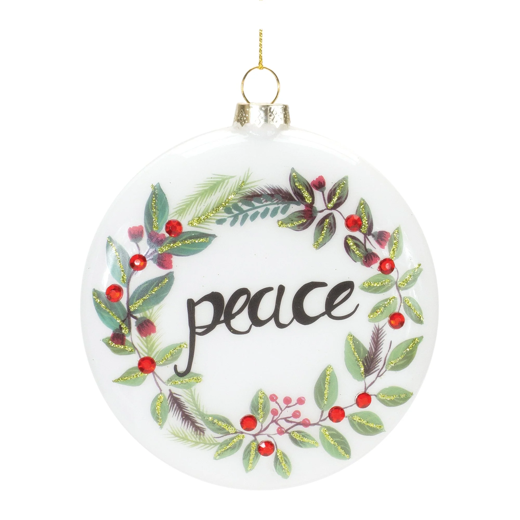 Peace and Noel Wreath Disc Ornament (Set of 12) - Image 2