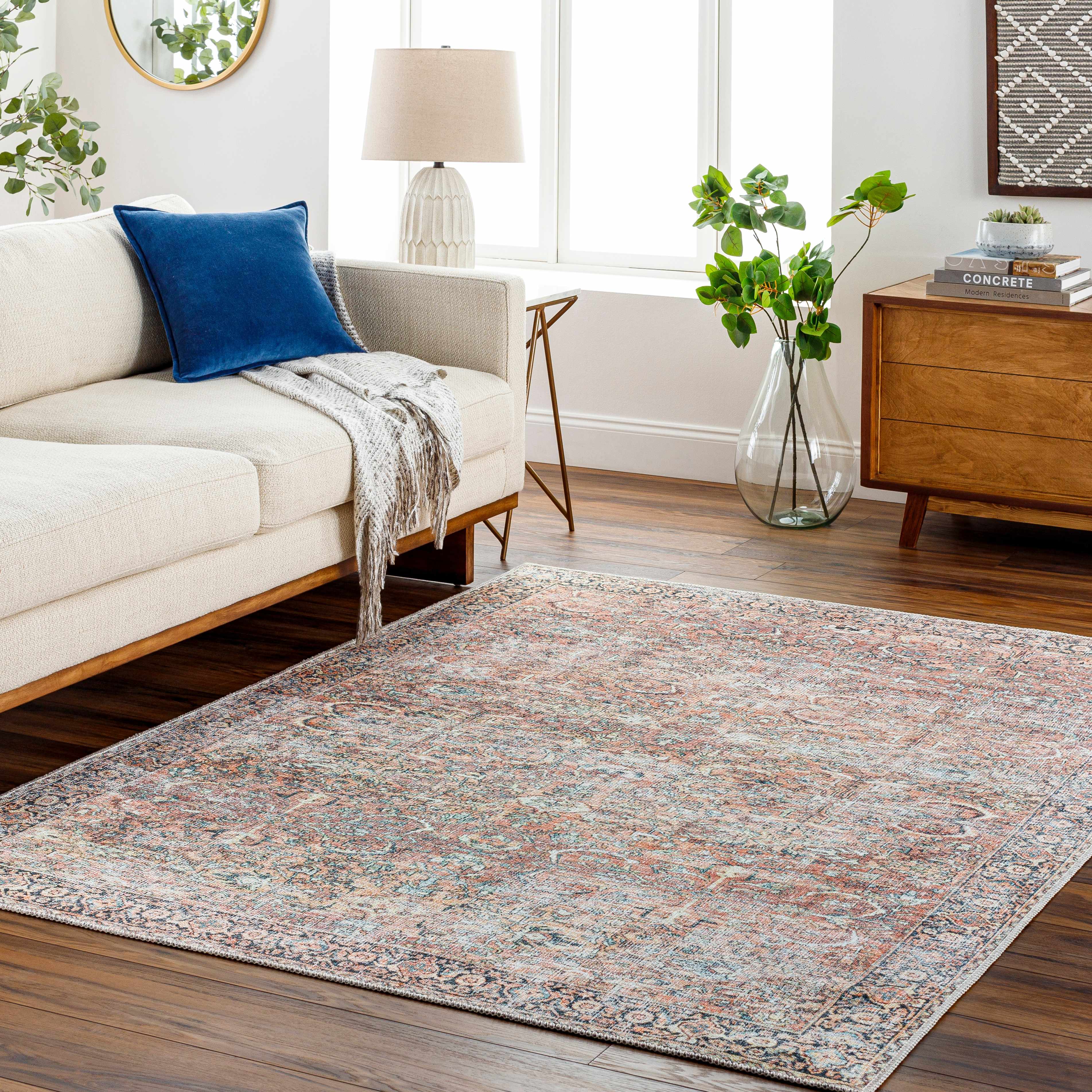 Peach Noda Vintage Washable Area Rug - Clearance - Image 3