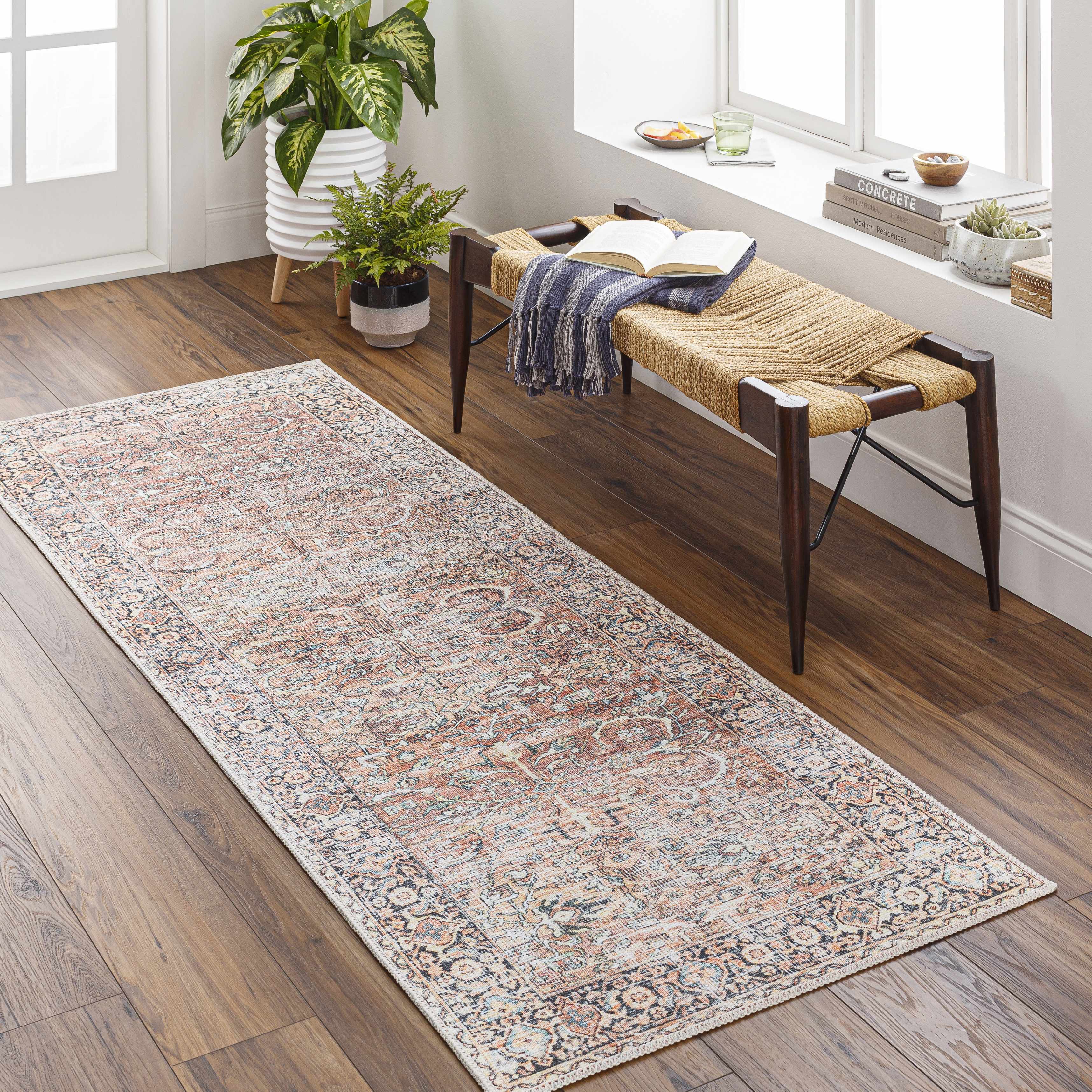 Peach Noda Vintage Washable Area Rug - Clearance - Image 4