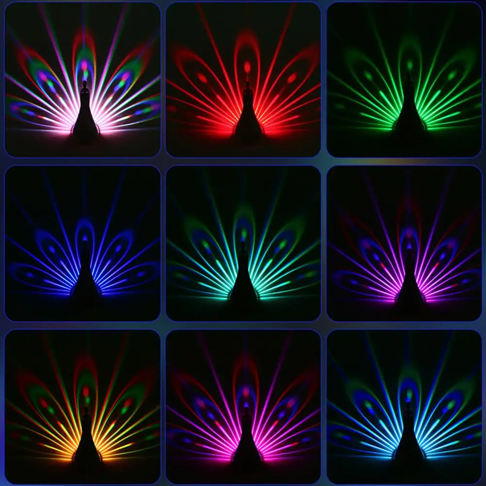 Peacock LED Projector Night Light Remote Colorful Wall Lamp Bedside Atmosphere - Image 2