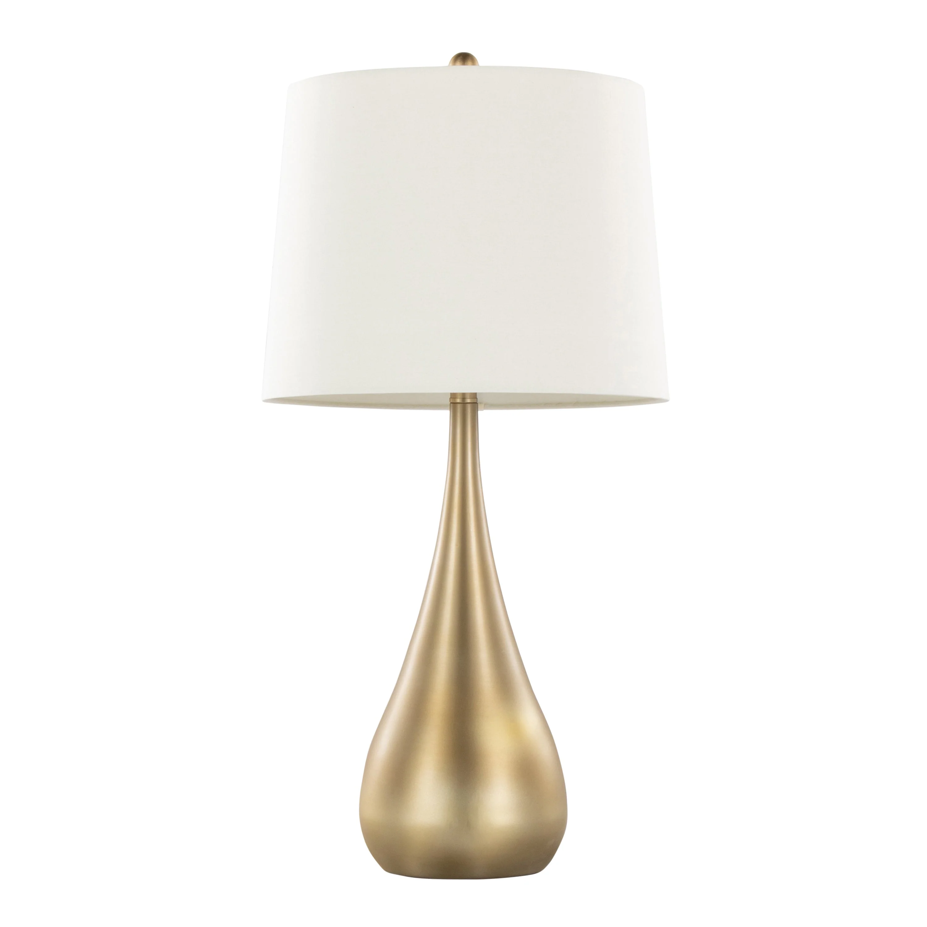 Pebble 29" Contemporary Metal Table Lamp Set in Gold with White Linen Shade - Set of 2 - Image 2