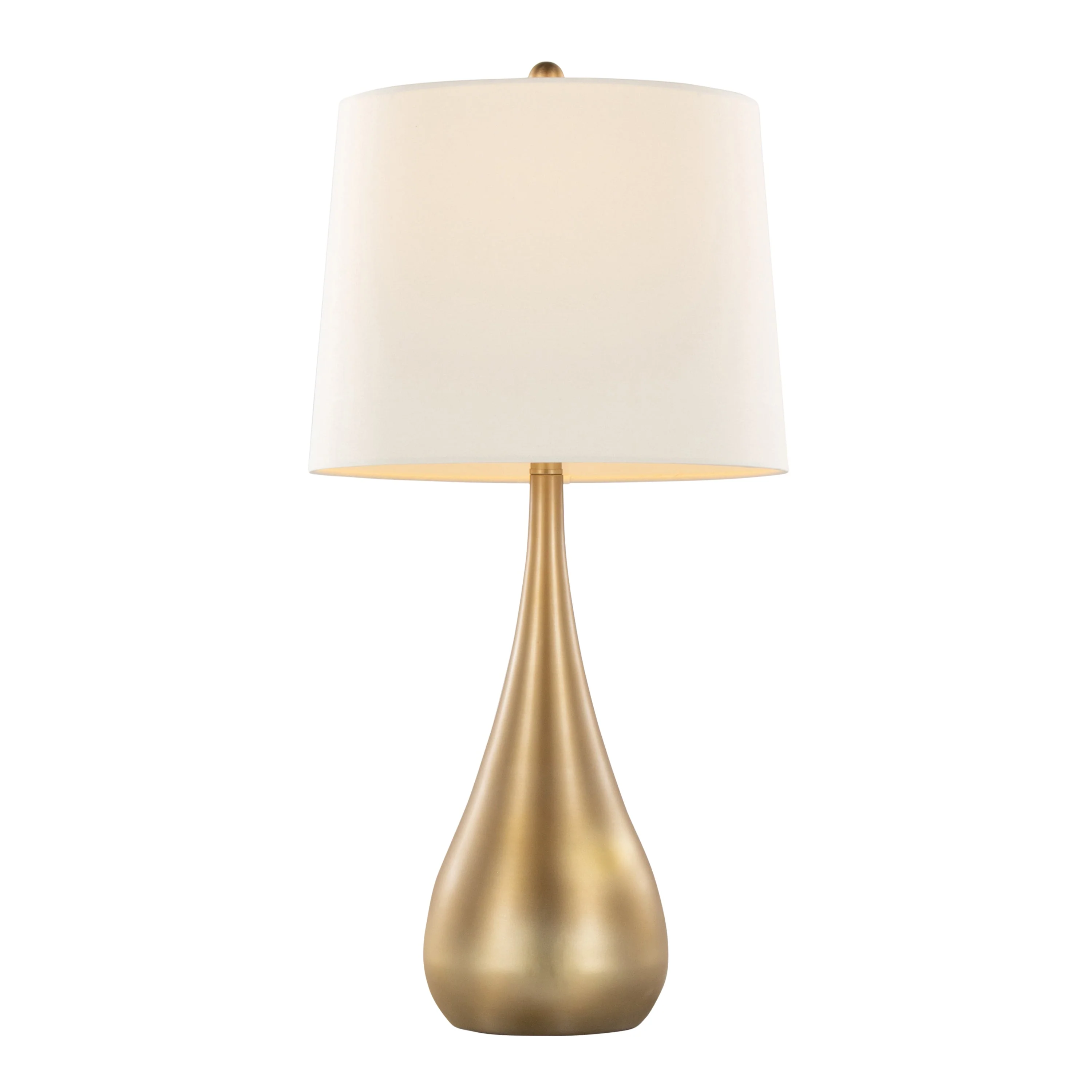 Pebble 29" Contemporary Metal Table Lamp Set in Gold with White Linen Shade - Set of 2 - Image 3