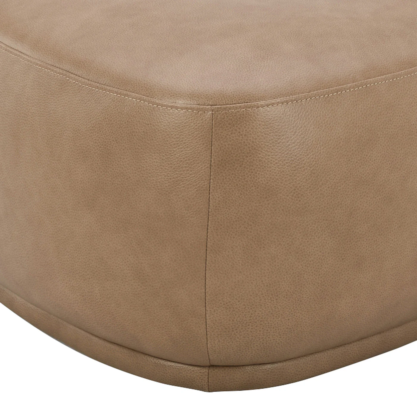 Pebble 44" Rounded Triangle Cocktail Ottoman in Tuscan Tan Brown Leather - Image 3