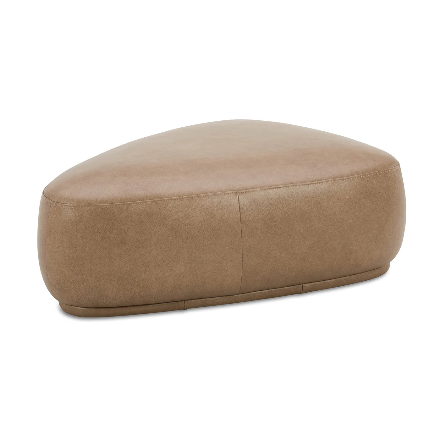 Pebble 44" Rounded Triangle Cocktail Ottoman in Tuscan Tan Brown Leather - Image 4