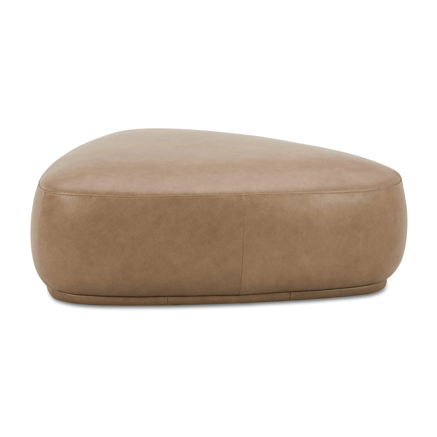 Pebble 44" Rounded Triangle Cocktail Ottoman in Tuscan Tan Brown Leather - Image 5