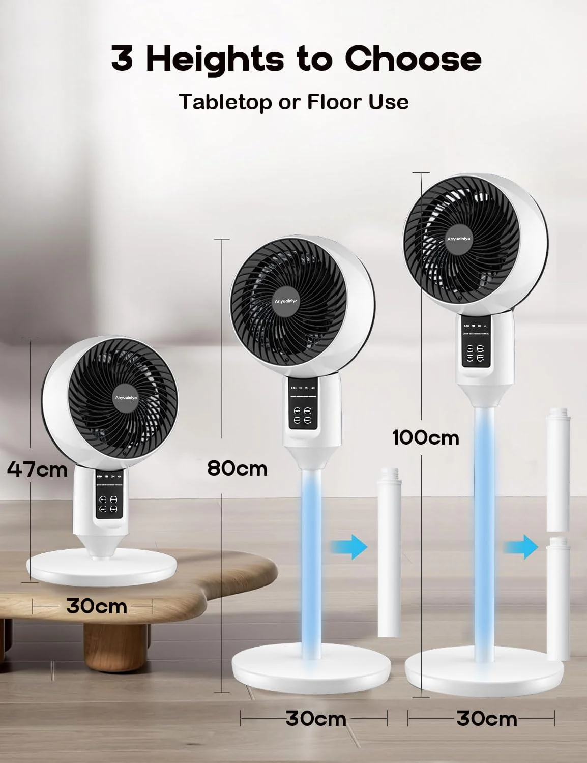 Pedestal Fan with Remote 3D Oscillation 3-Speed Quiet 26dB - Image 2