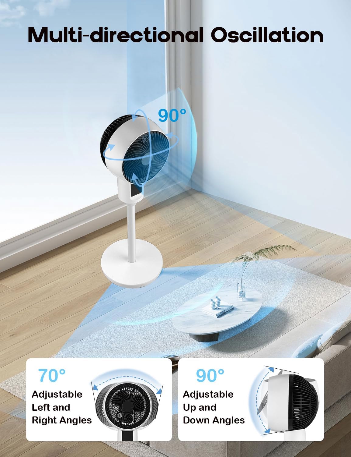 Pedestal Fan with Remote 3D Oscillation 3-Speed Quiet 26dB - Image 3