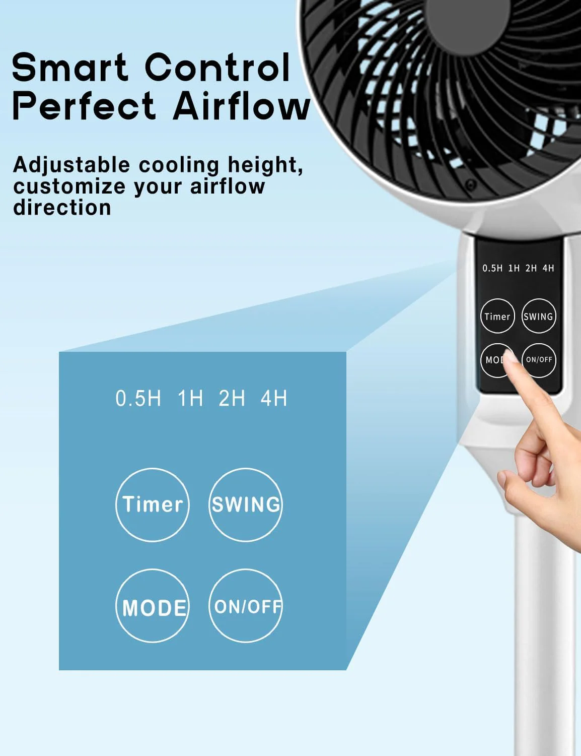 Pedestal Fan with Remote 3D Oscillation 3-Speed Quiet 26dB - Image 6