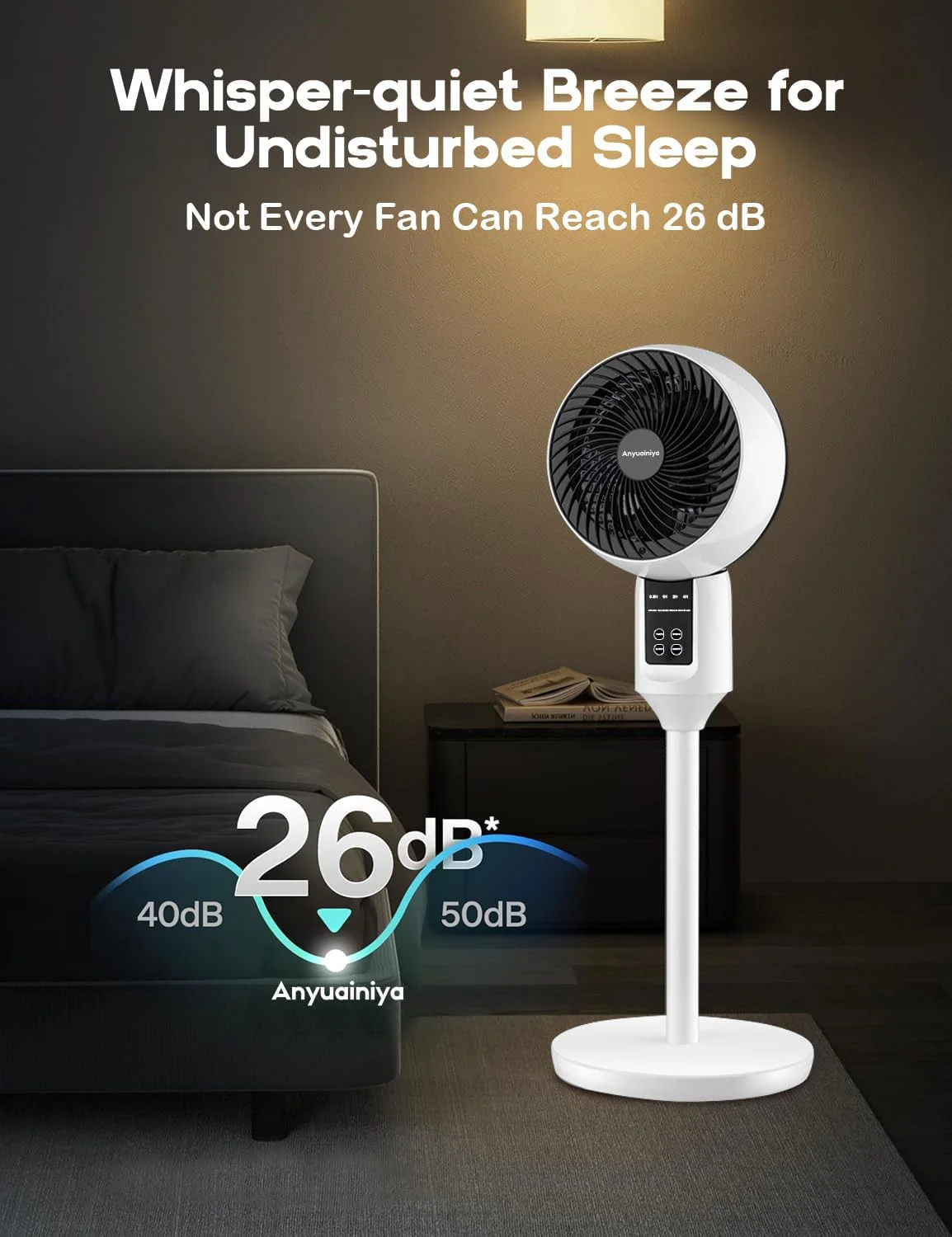 Pedestal Fan with Remote 3D Oscillation 3-Speed Quiet 26dB - Image 7