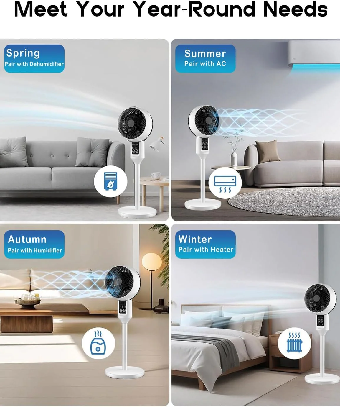 Pedestal Fan with Remote 3D Oscillation 3-Speed Quiet 26dB - Image 9