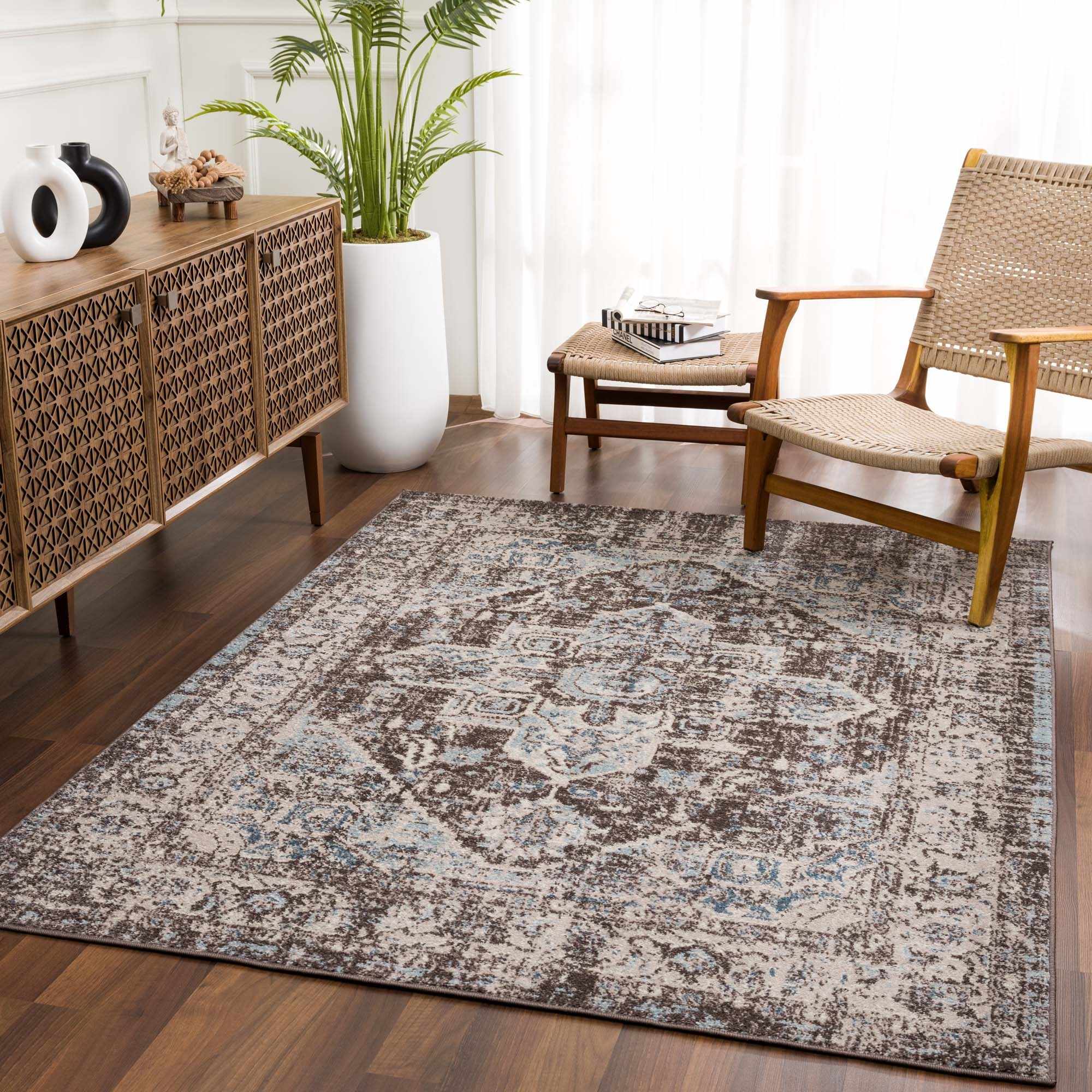 Peeta Dark Brown Medallion Area Rug - Image 2
