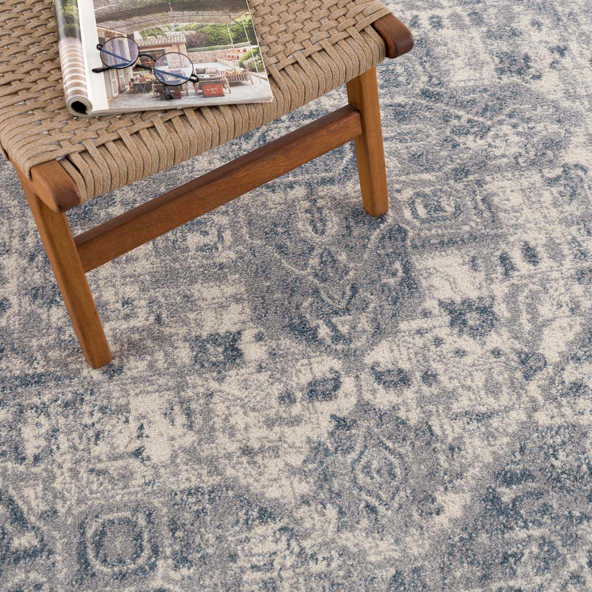 Peeta Gray Blue Medallion Area Rug - Image 10