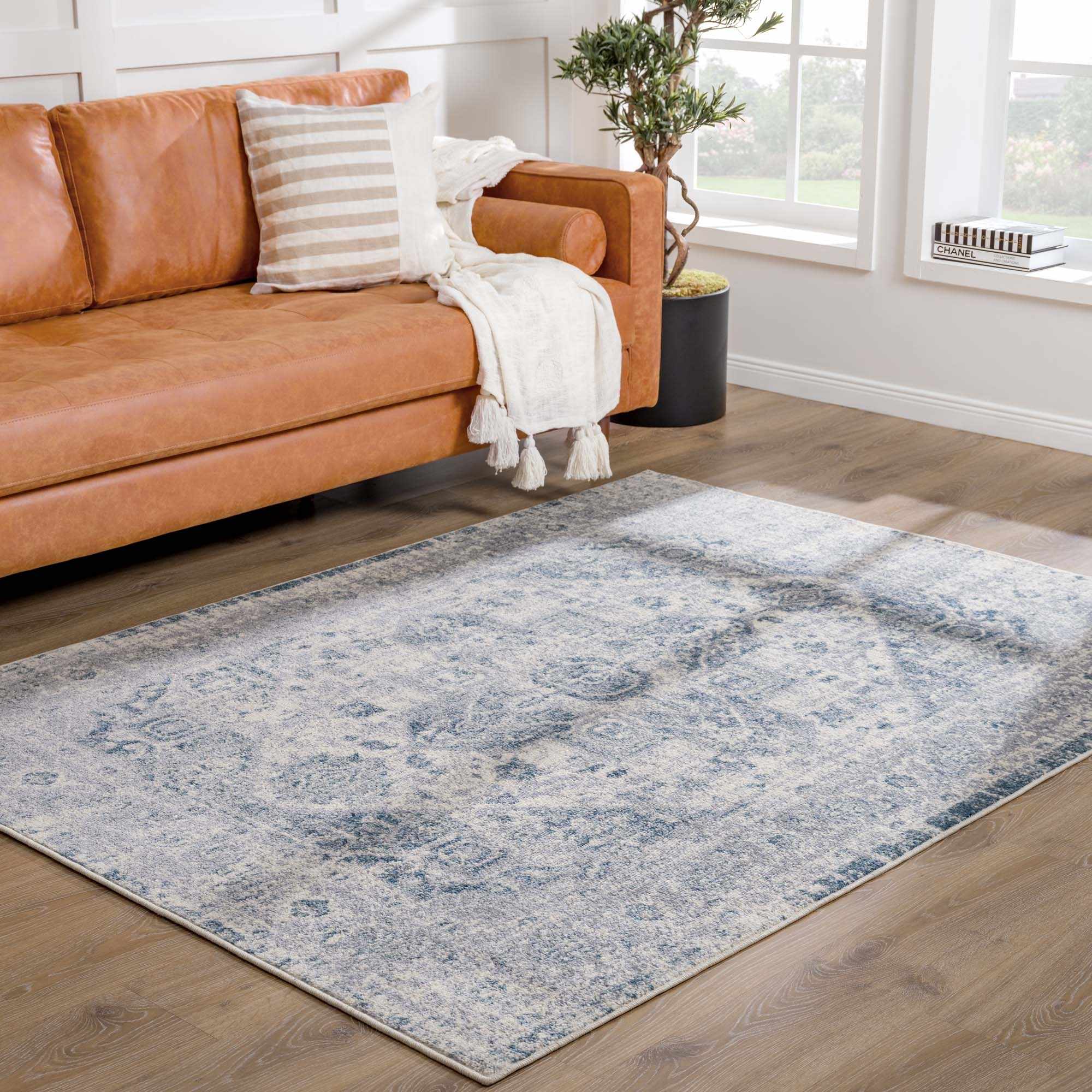 Peeta Gray Blue Medallion Area Rug - Image 3