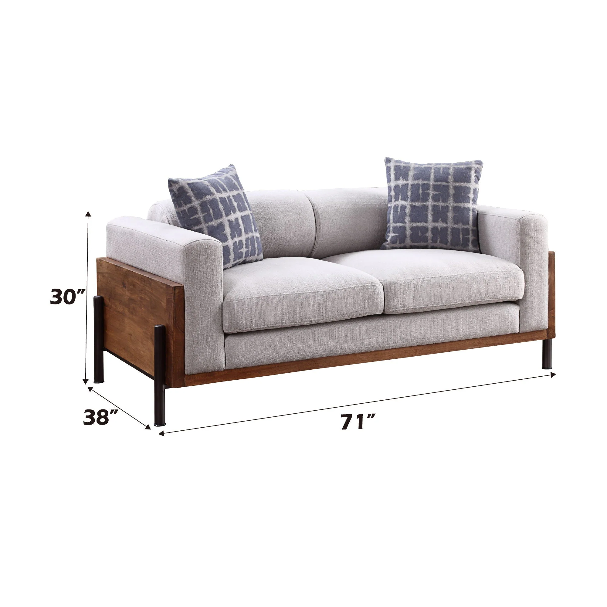 Pelton - Loveseat With 2 Toss Pillows - Walnut - Image 2