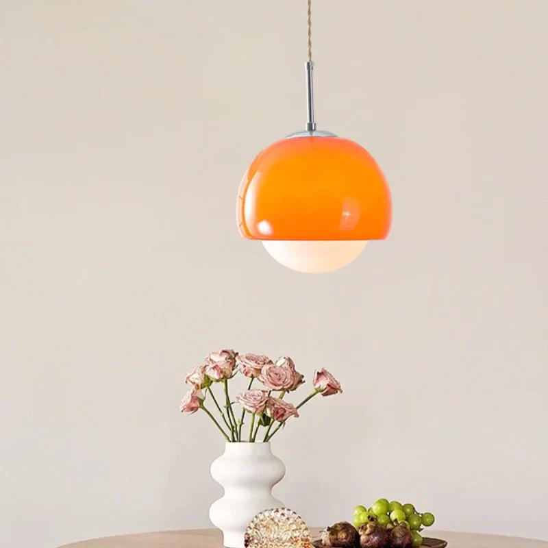 Pendant Lights Orange Round Ball Hanging Lamp for Restaurant Cafe Bar Bedroom Decor - Image 2