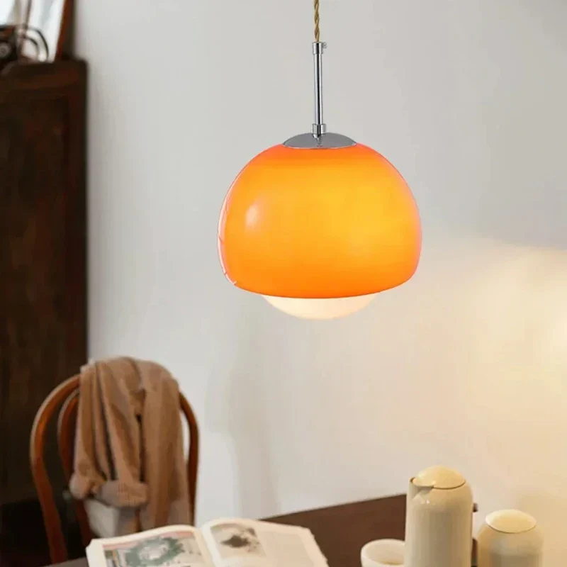Pendant Lights Orange Round Ball Hanging Lamp for Restaurant Cafe Bar Bedroom Decor - Image 3