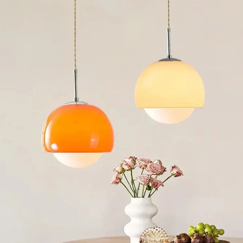 Pendant Lights Orange Round Ball Hanging Lamp for Restaurant Cafe Bar Bedroom Decor - Image 5