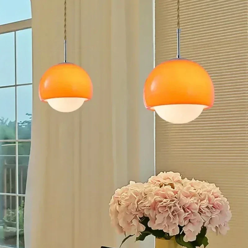 Pendant Lights Orange Round Ball Hanging Lamp for Restaurant Cafe Bar Bedroom Decor - Image 6