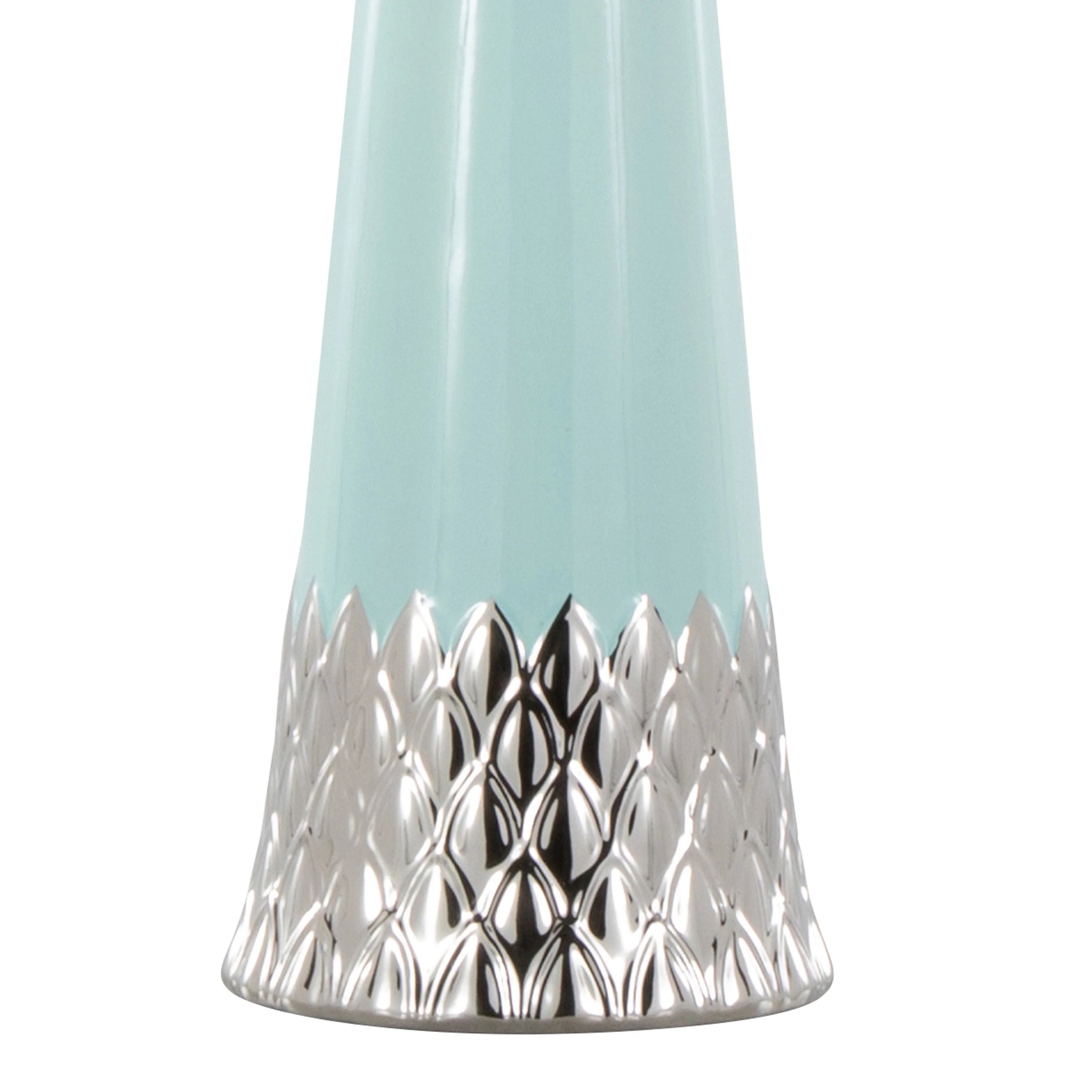 Penelope 22' Contemporary Ceramic Table Lamp with Tiffany Blue & Silver Body - Image 4