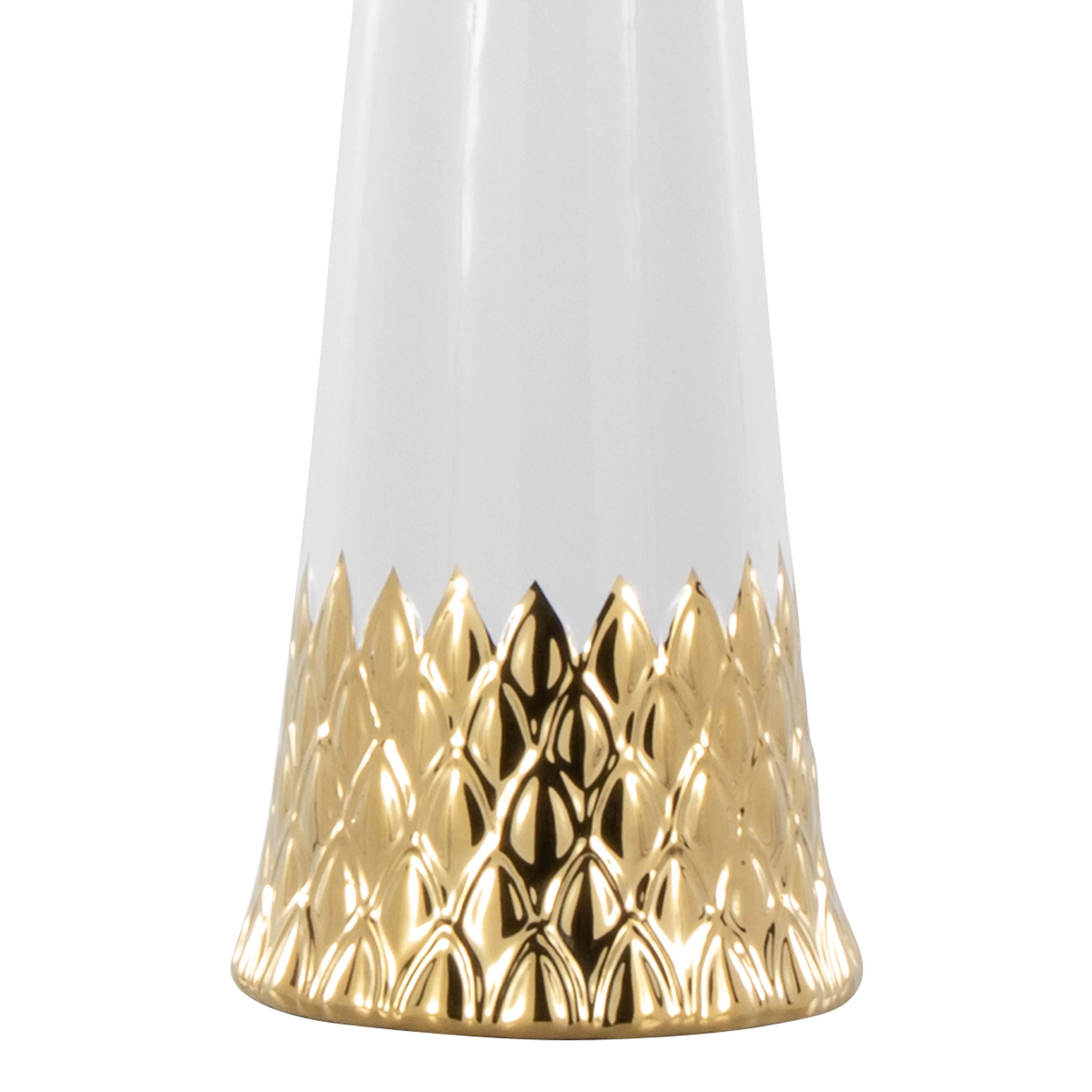 Penelope 22' Contemporary Ceramic Table Lamp with White & Gold Ceramic Body and White Shade - Image 3