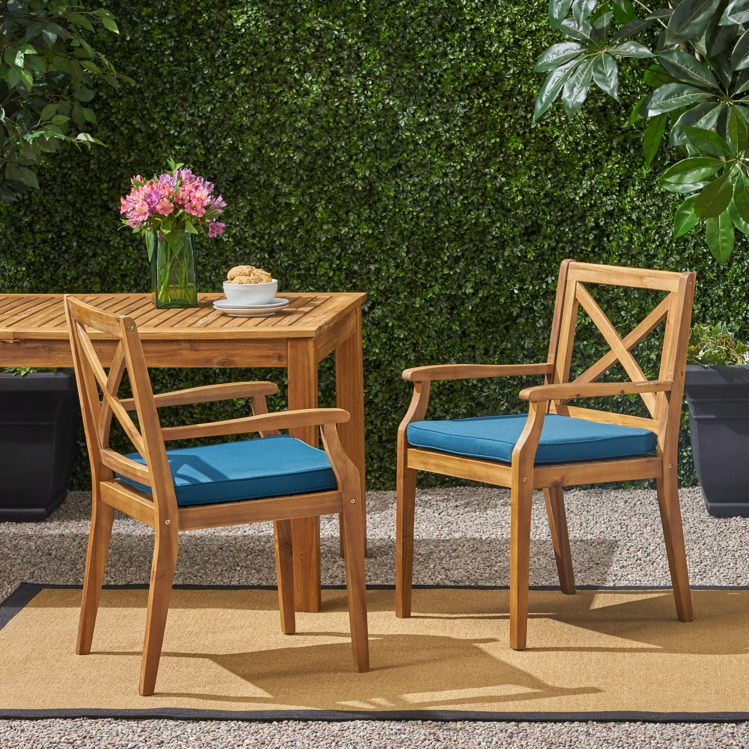 Perla Dining Chair 2pcs with Blue Cushions - Image 2