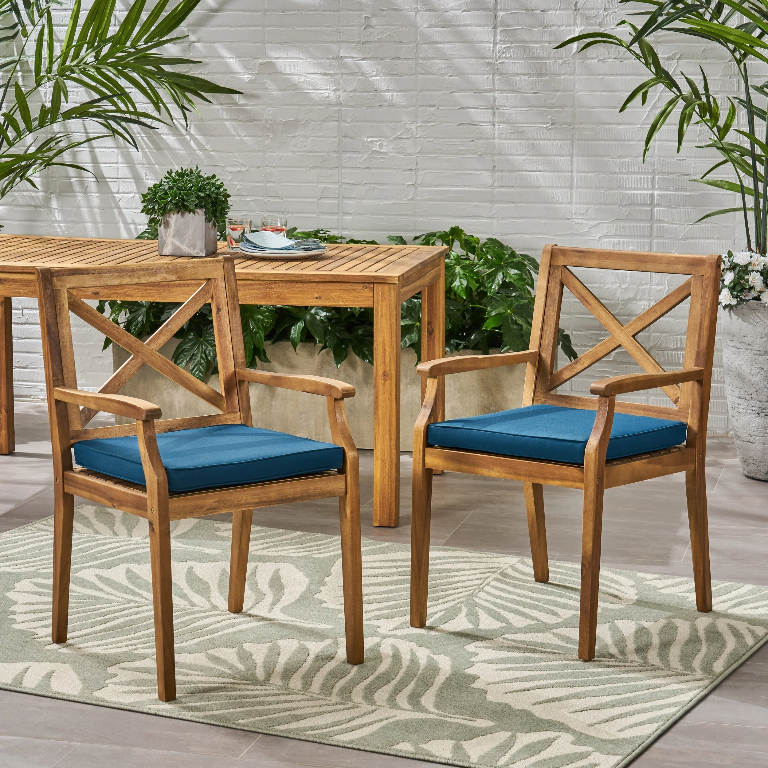 Perla Dining Chair 2pcs with Blue Cushions - Image 3