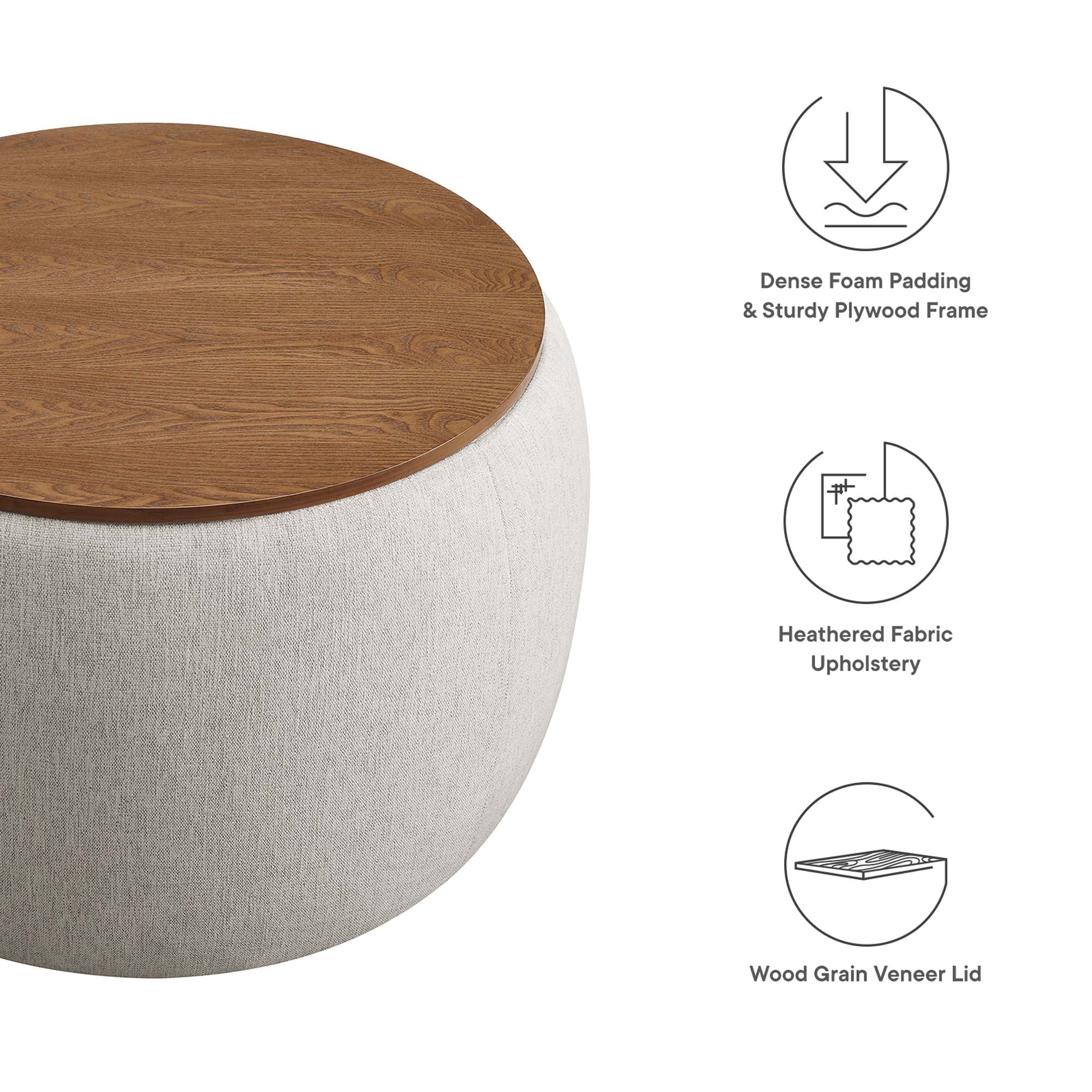 Perla Woven Heathered Fabric Upholstered Storage Ottoman by Modway - Image 13
