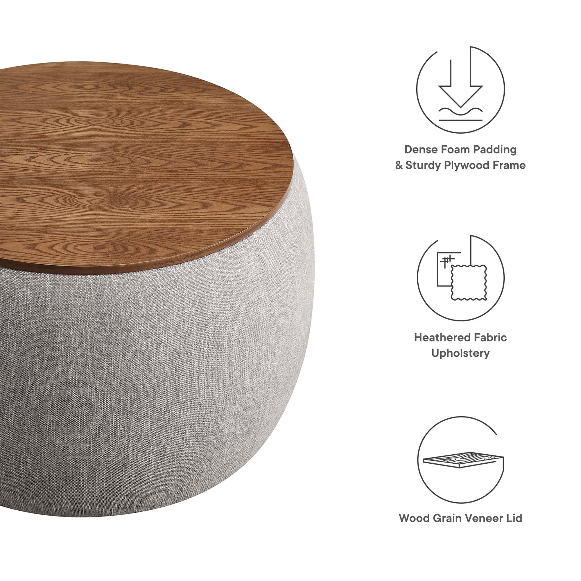 Perla Woven Heathered Fabric Upholstered Storage Ottoman by Modway - Image 2