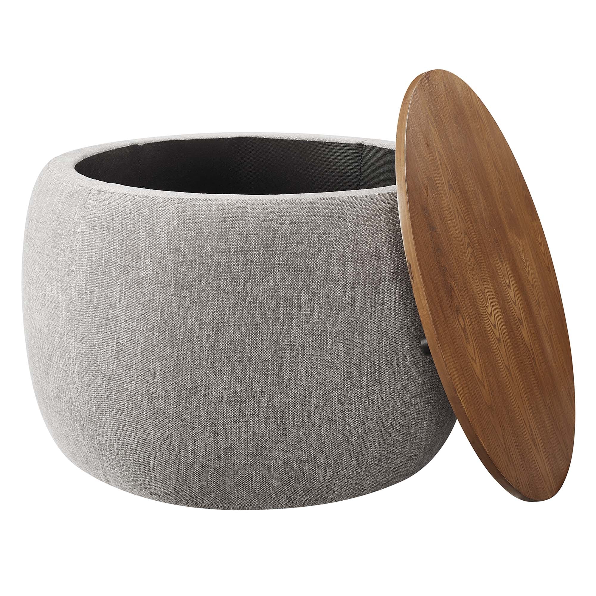 Perla Woven Heathered Fabric Upholstered Storage Ottoman by Modway - Image 4