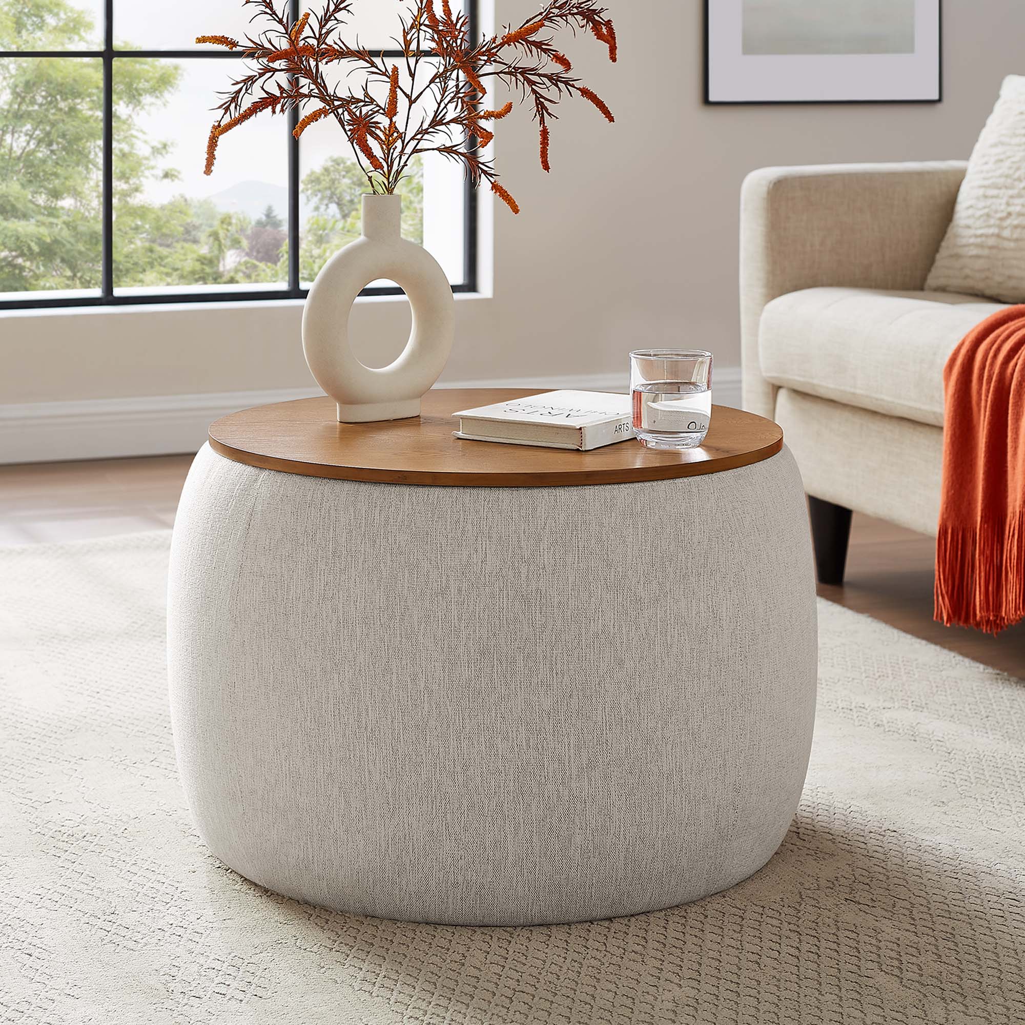 Perla Woven Heathered Fabric Upholstered Storage Ottoman by Modway - Image 8