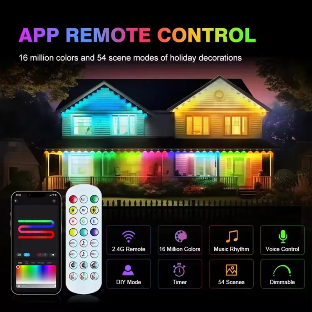 Permanent Outdoor Eaves Lights IP67 Waterproof App Control Music Sync Roof Decor - Image 2