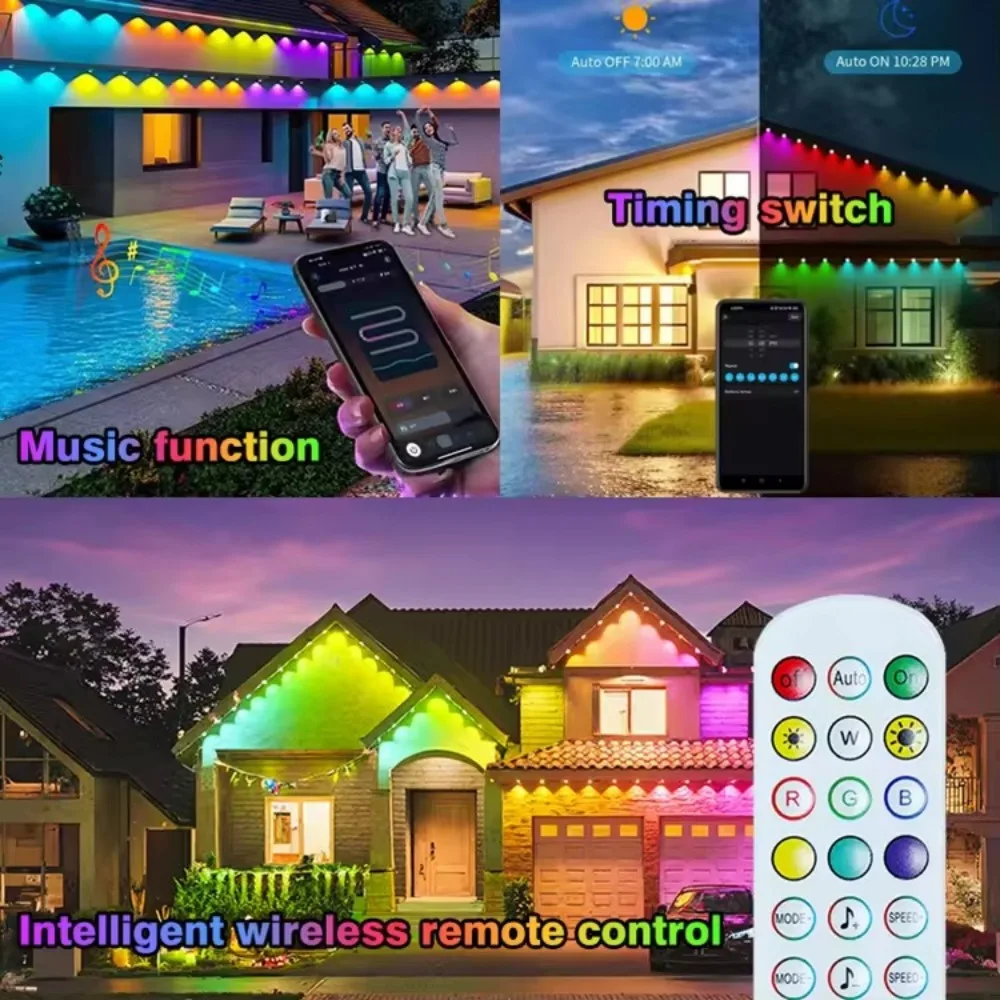 Permanent Outdoor Eaves Lights IP67 Waterproof App Control Music Sync Roof Decor - Image 3