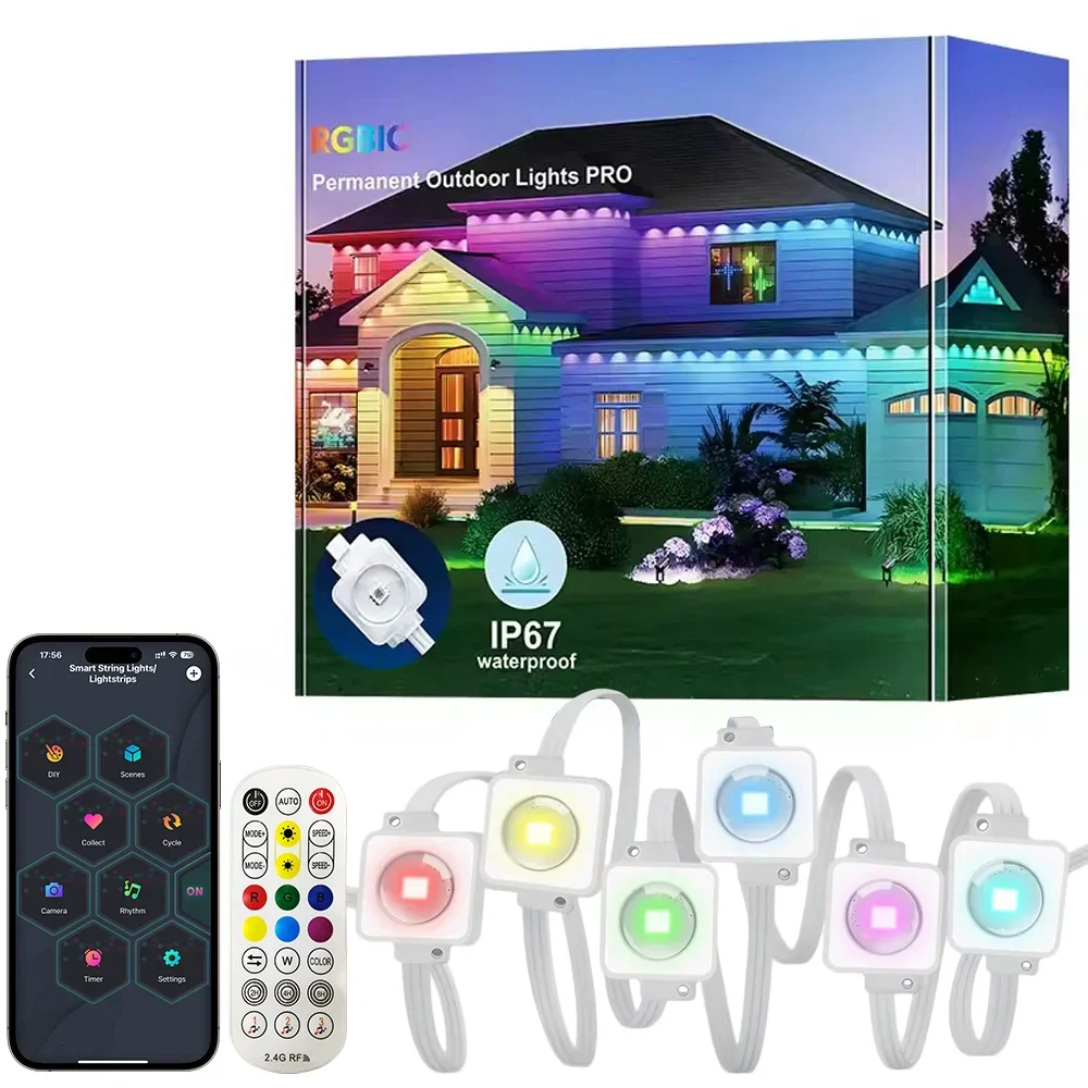 Permanent Outdoor Eaves Lights IP67 Waterproof App Control Music Sync Roof Decor - Image 6