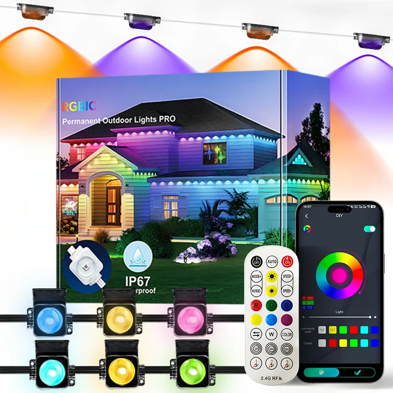 Permanent Outdoor Eaves Lights IP67 Waterproof App Control Music Sync Roof Decor - Image 7