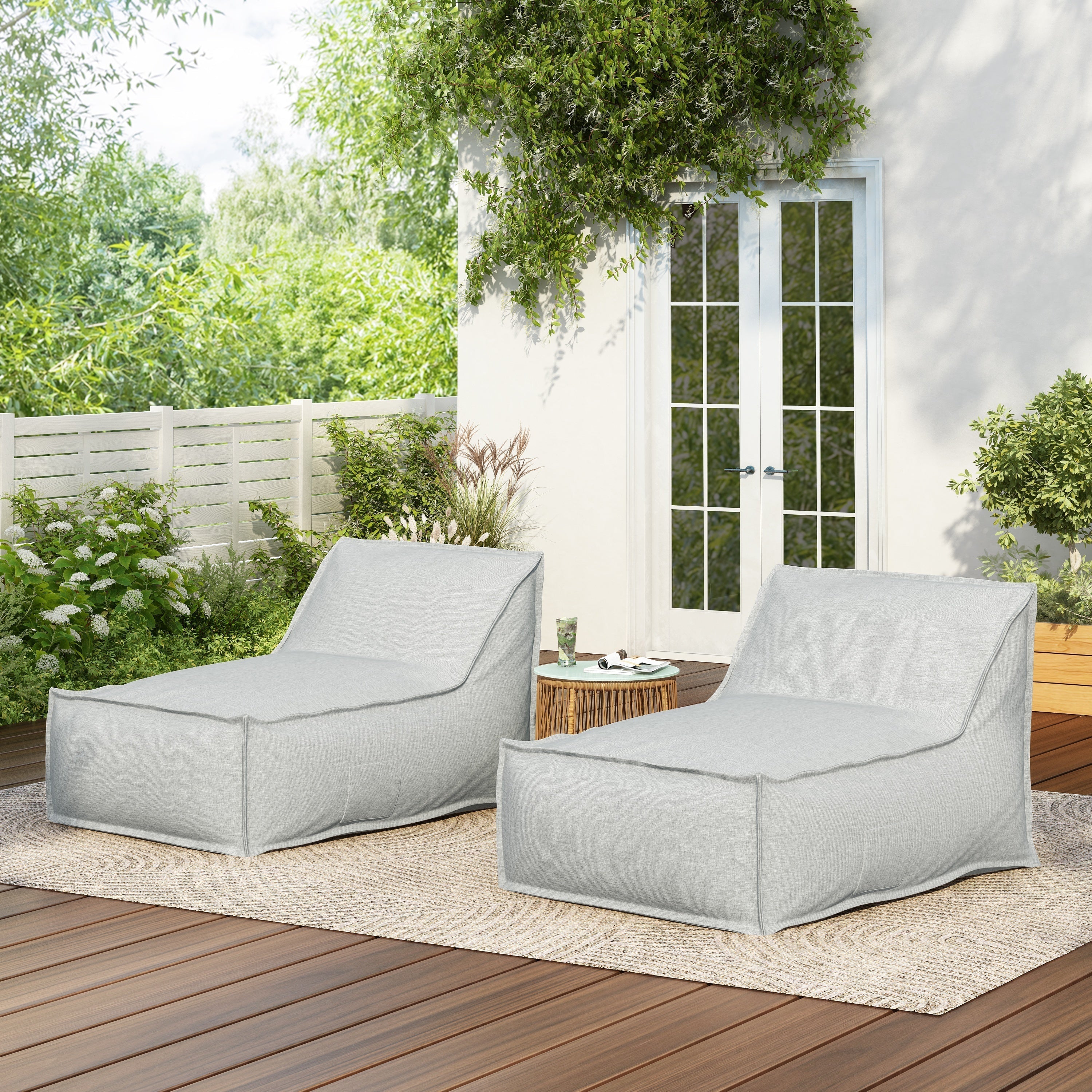 Perry Outdoor Bean Bag Lounge Chair Set of 2 - Image 2