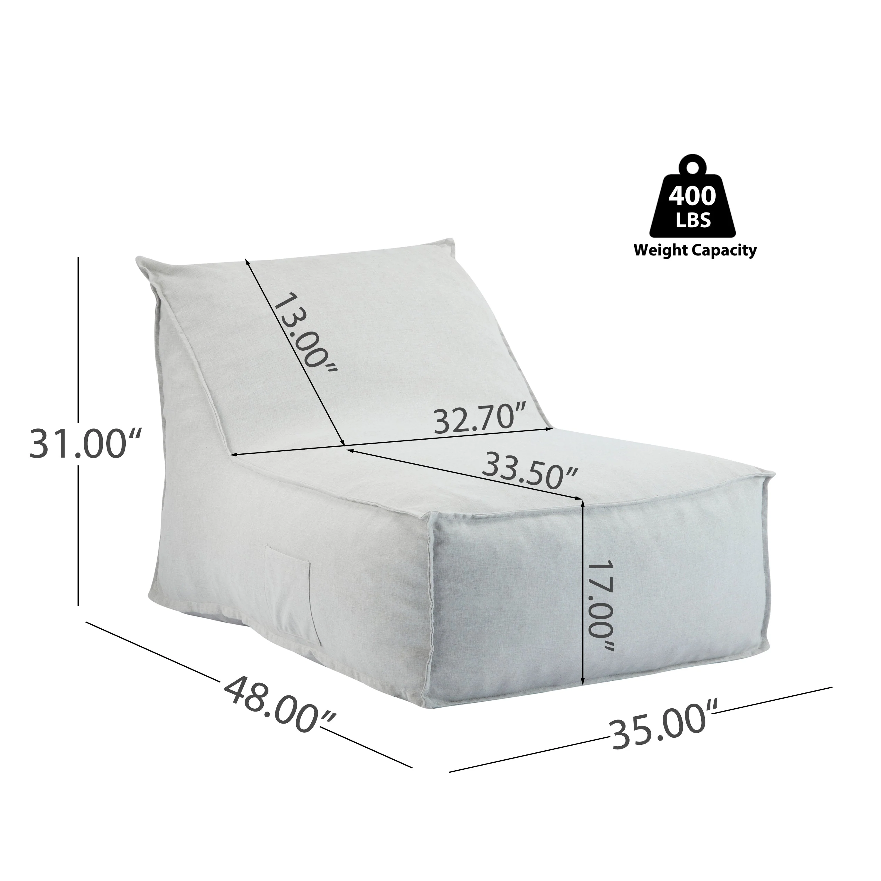 Perry Outdoor Bean Bag Lounge Chair Set of 2 - Image 3