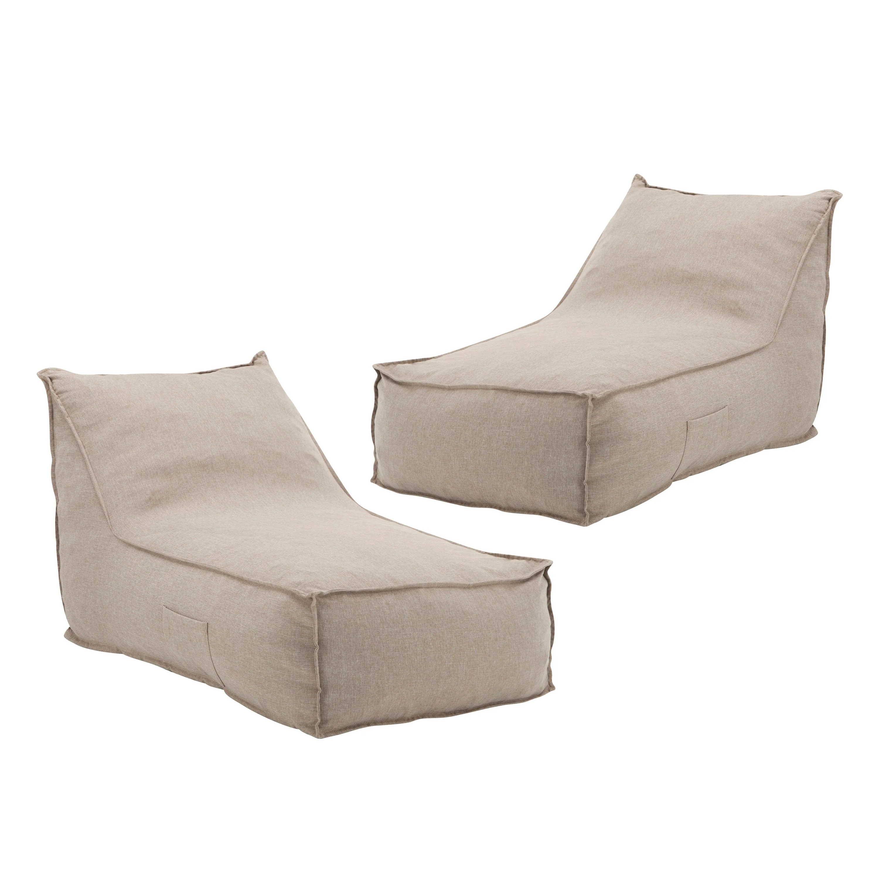 Perry Outdoor Bean Bag Lounge Chair Set of 2 in Beige - Image 4
