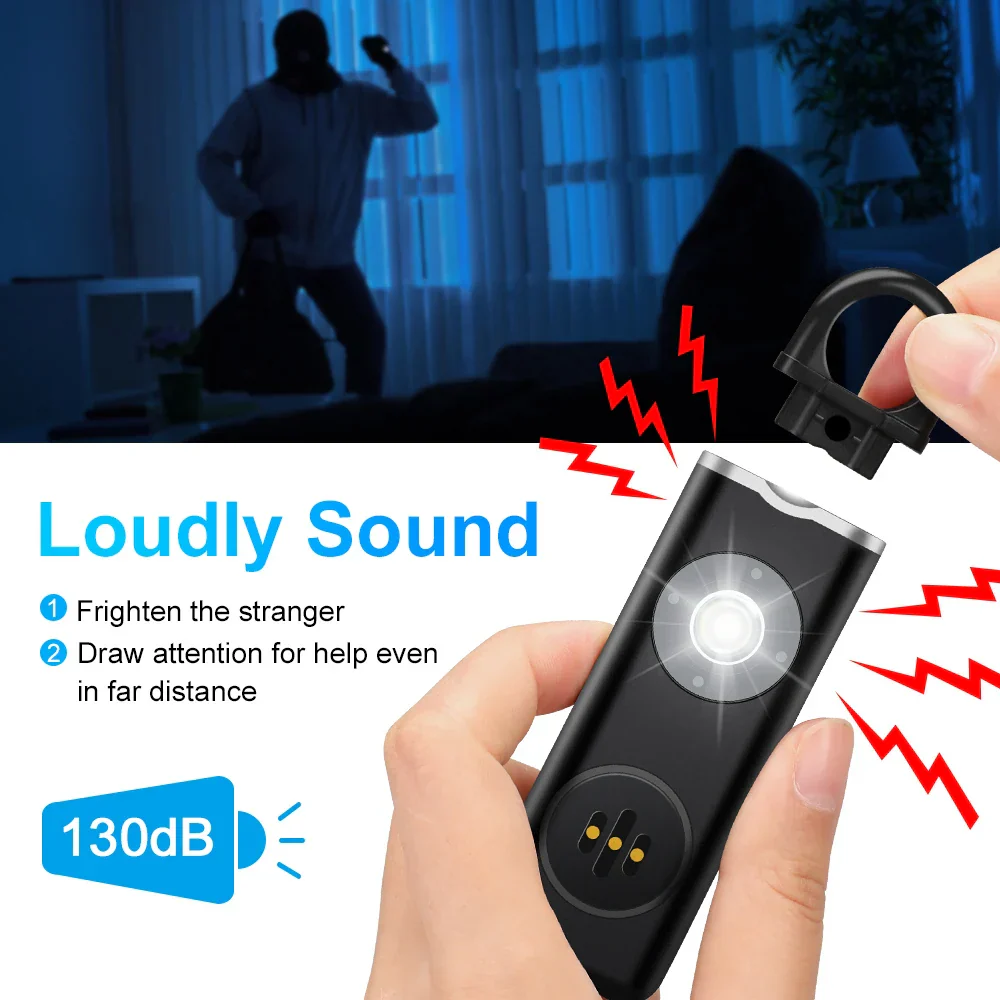 Personal Safety Alarm for Women Children Elderly 130dB Loud Rechargeable Keychain - Image 3