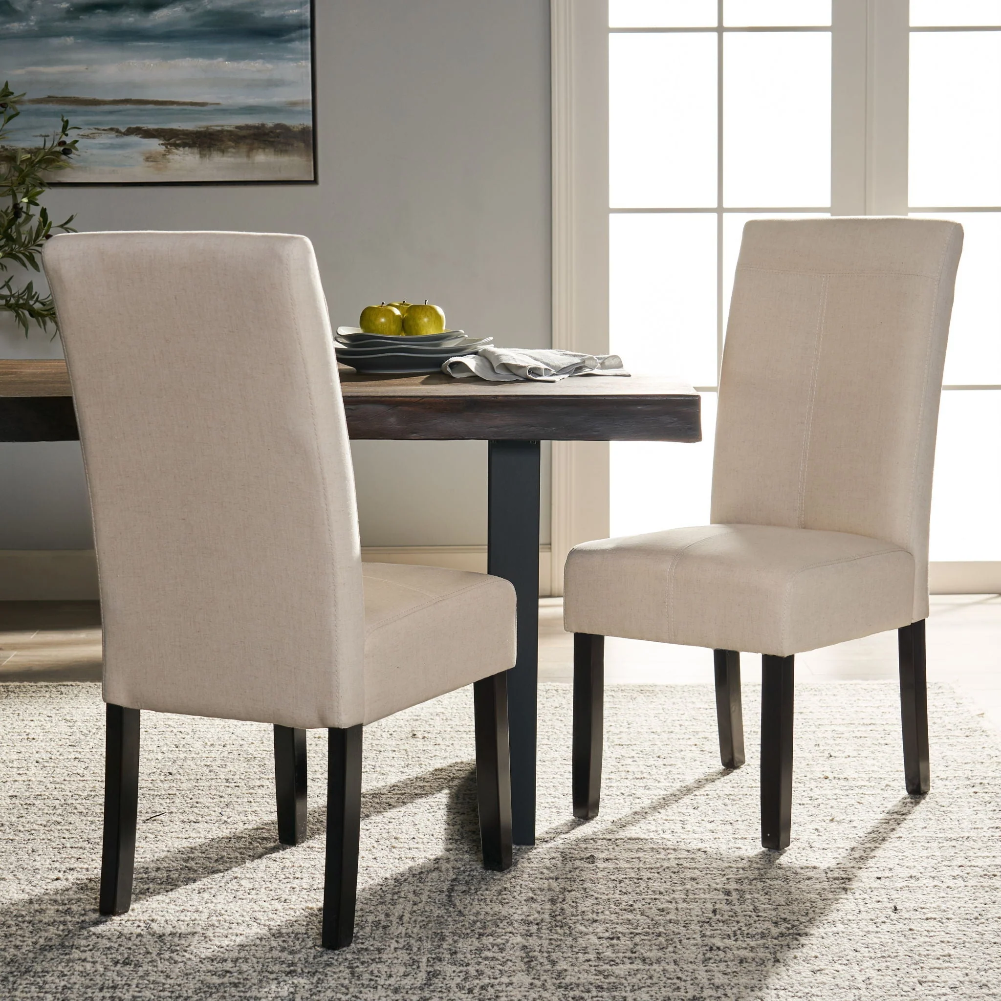 Pertica Dining Chair - Contemporary Design Wood Fabric Natural - Image 3