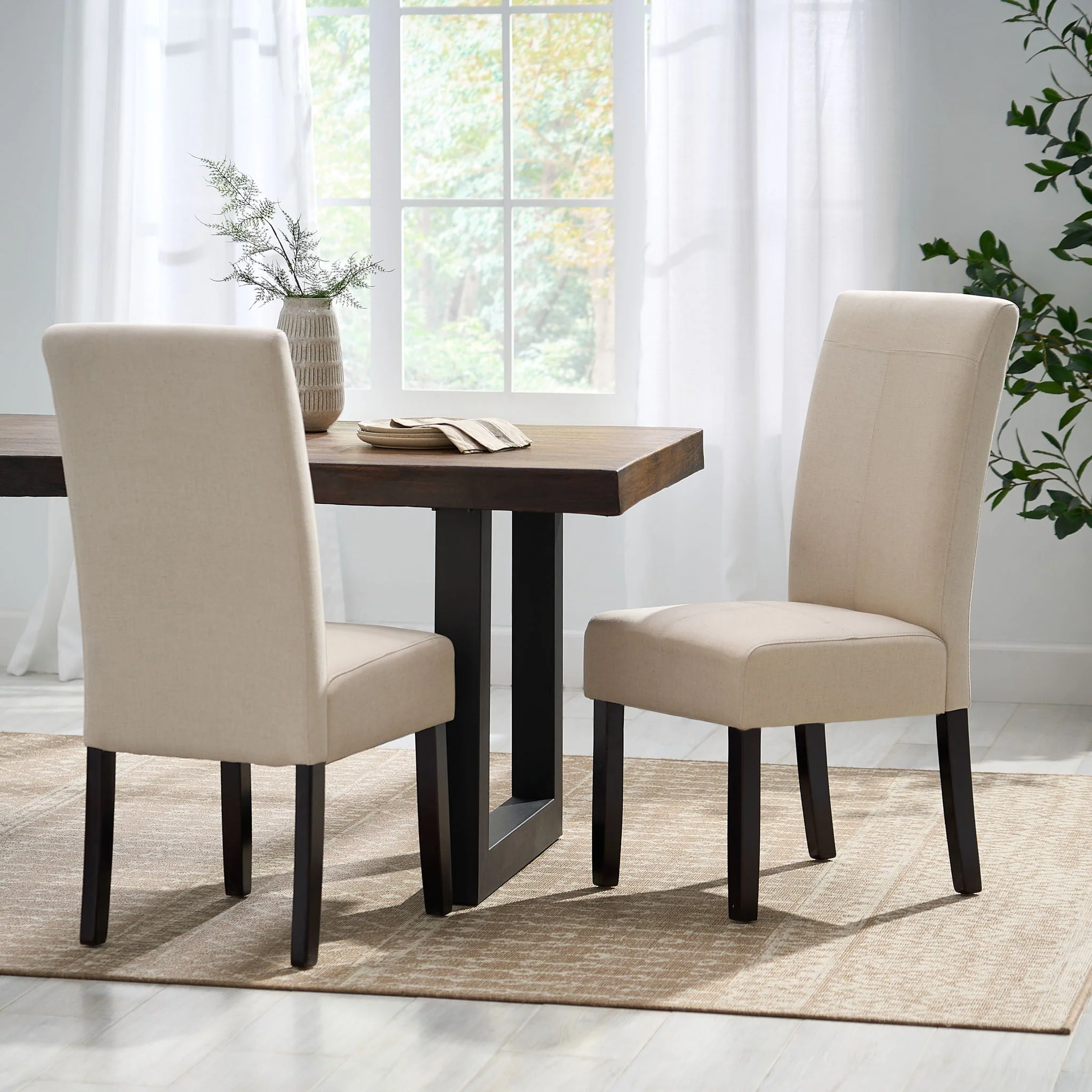 Pertica Dining Chair - Contemporary Design Wood Fabric Natural - Image 4