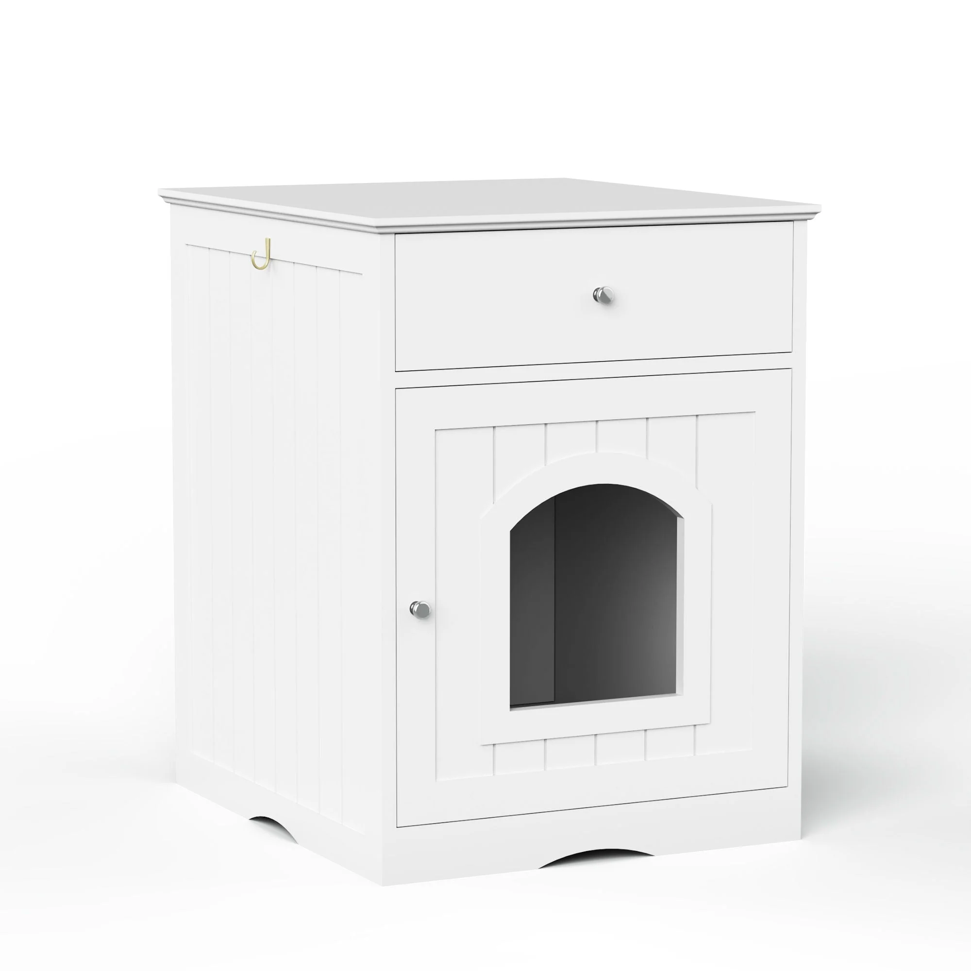 Pet House Cat Litter Box Enclosure With Drawer, Side Table - Image 2